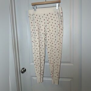 Hatch WaffleKnit Cream Pink Roses Floral Maternity Athleisure LongJohn Jogger,XL